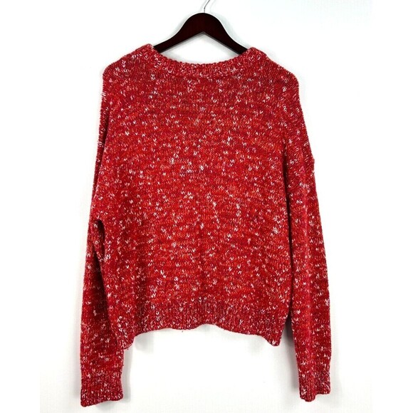 Goodthreads Women Sz XL Short Crewneck Popcorn Marled Red Long Sleeve Sweater R2 - Picture 4 of 13
